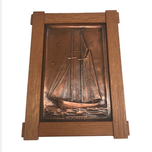 Vintage Other - Vintage Nautical Copper Bluenose Ship Art By A. Nadeau